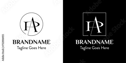 Letters AP In Circle and Square Logo Set, for business with AP or PA initials