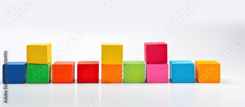 Vibrant Colorful Wooden Blocks Arranged on Clean White Background for Creative Education Concept