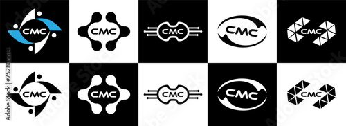 CMC logo. C M C design. White CMC letter. CMC, C M C letter logo design. Initial letter CMC linked circle uppercase monogram logo. C M C letter logo vector design. CMC letter logo design five style. 