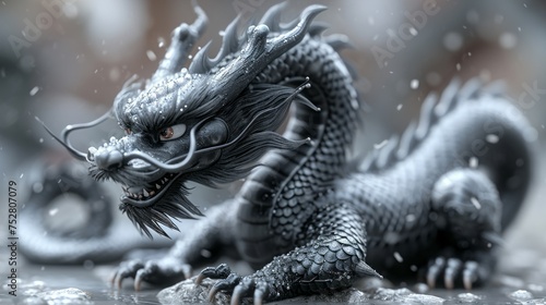 3D Chinese Black cute dragon 