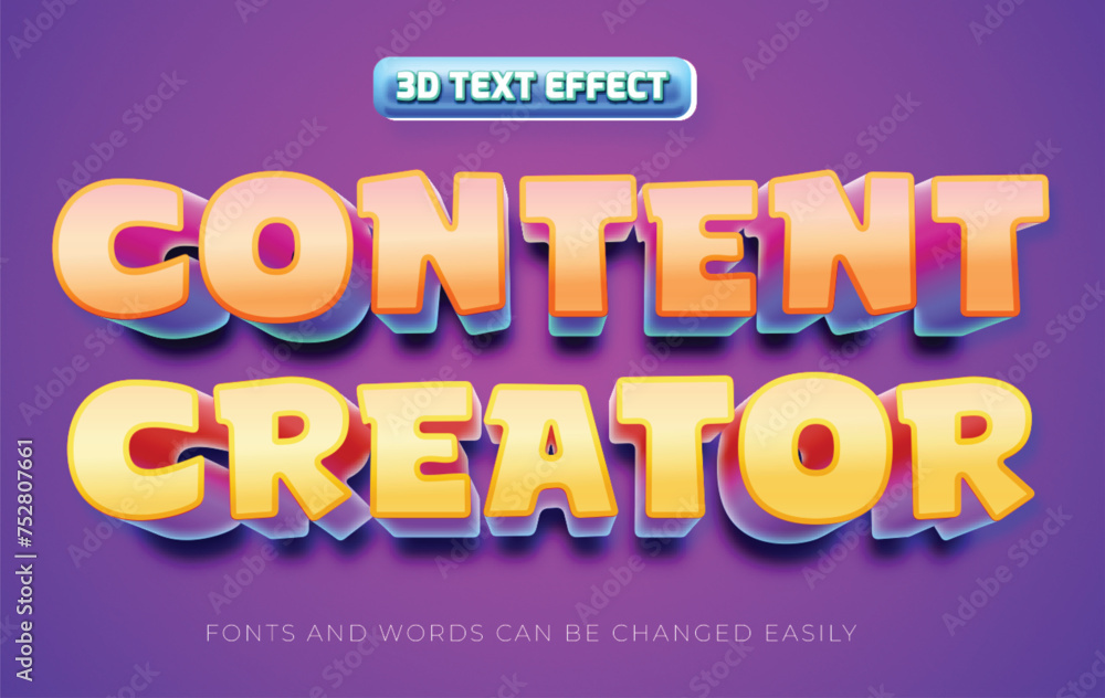 Content creator 3d editable text effect style Content creator 3d editable text effect style
