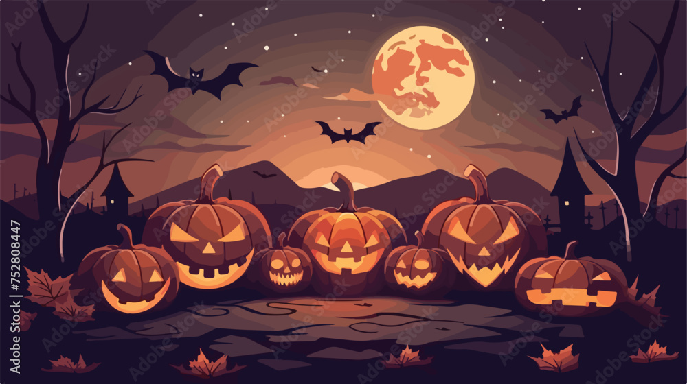 A collection of illustrations for Halloween. Flat vector