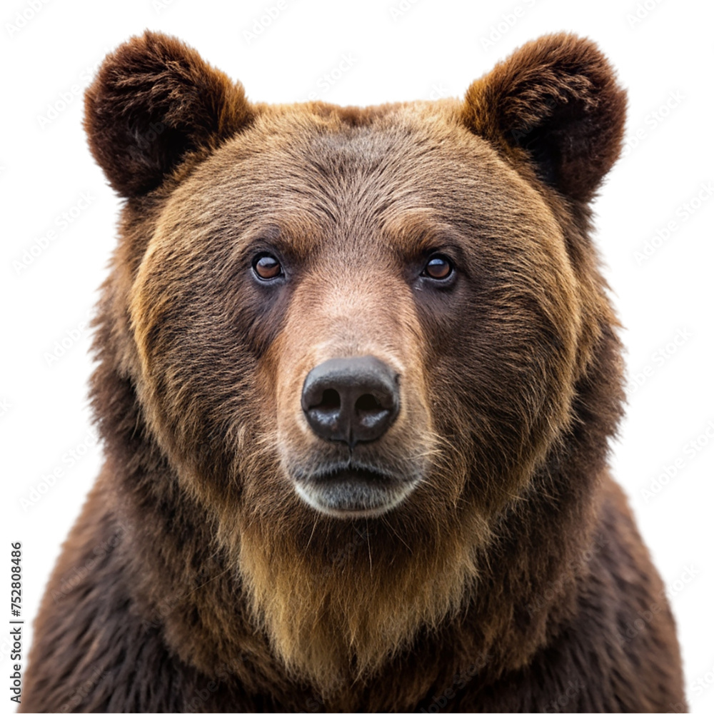 Brown bear isolated on transparent background. Big wild animal. Animal portrait. Brown bear isolated on transparent background. Big wild animal. Animal portrait.