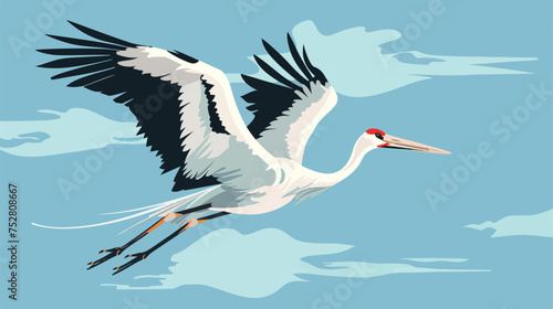 A stork or crane cartoon bird flying through the air F © Nobel