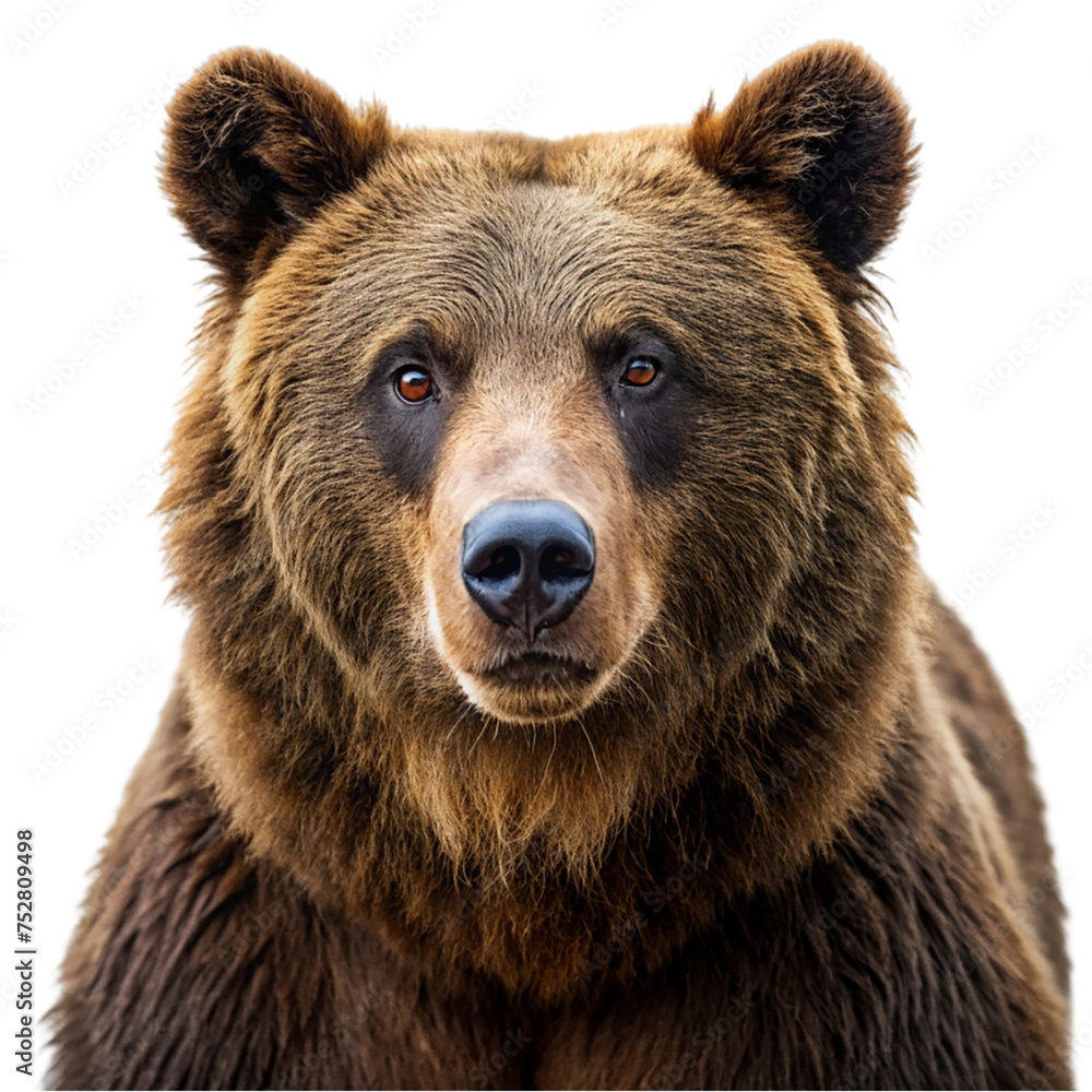 Brown bear isolated on transparent background. Big wild animal. Animal portrait. Brown bear isolated on transparent background. Big wild animal. Animal portrait.
