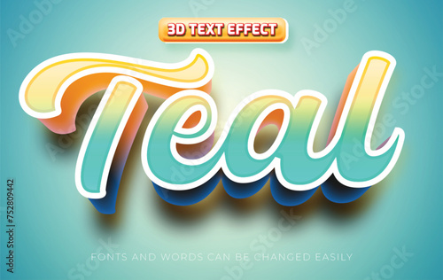 Teal vacation 3d editable text effect style