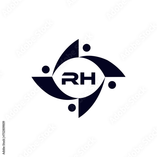 RH logo. RH set , R H design. White RH letter. RH, R H letter logo design. Initial letter RH letter logo set, linked circle uppercase monogram logo. R H letter logo vector design.