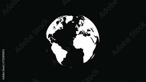 Black and white image of globe as earth symbol Flat vector