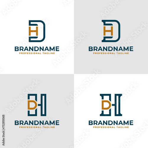 Elegant Letters DH and HD Monogram Logo, suitable for business with HD or DH initials