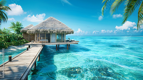 Tropical Paradise Unveiled, Luxurious Solitude on a Maldivian Isle, Where Water Meets Sky