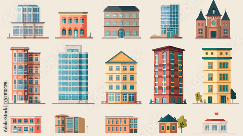 Building theme elements vectoreps Flat vector