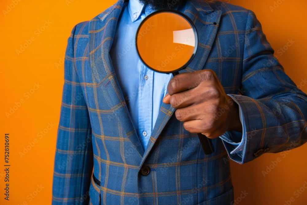 Job search: Searching for interview with magnifier, paper, glass Job search: Searching for interview with magnifier, paper, glass