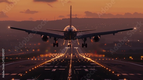 Aircraft making a landing at the airport