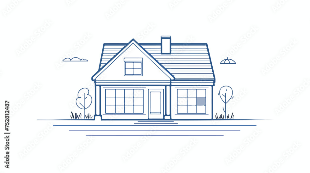 continuous line drawing of house concept logo construc