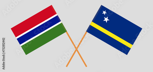 Crossed flags of the Gambia and Country of Curacao. Official colors. Correct proportion