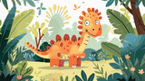 Cute dinosaur cartoon for children poster illustration