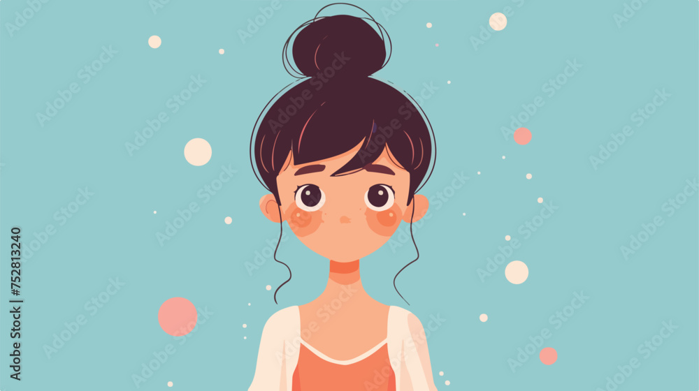cute young girl avatar character Flat vector