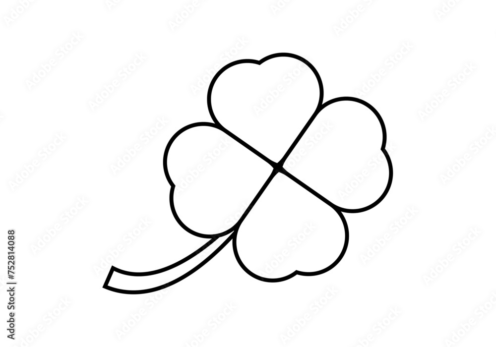 Icono de trébol de cuatro hojas en fondo blanco. Icono de trébol de cuatro hojas en fondo blanco.