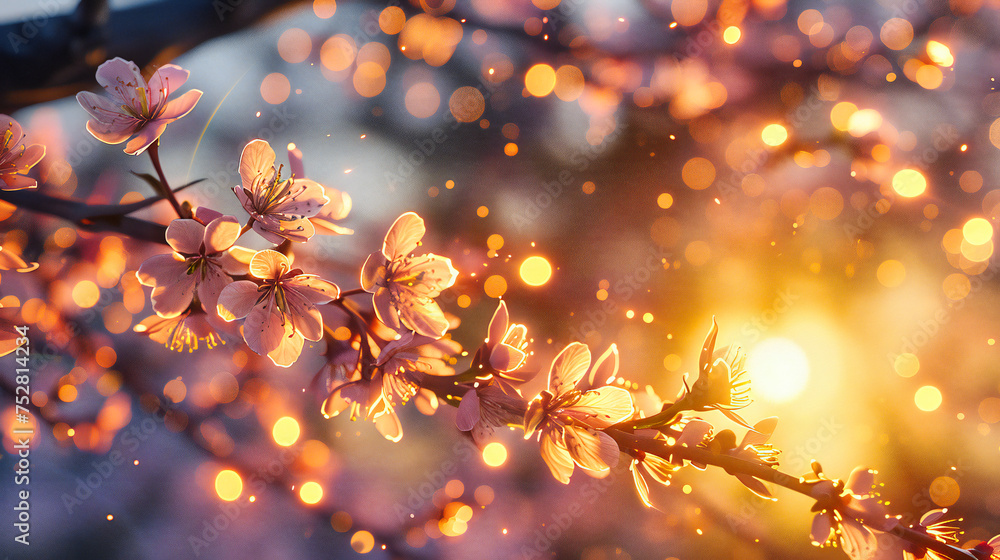 Fototapeta premium Cherry Blossom Serenade, A Springtime Dream in Pink and White, Natures Delicate Performance