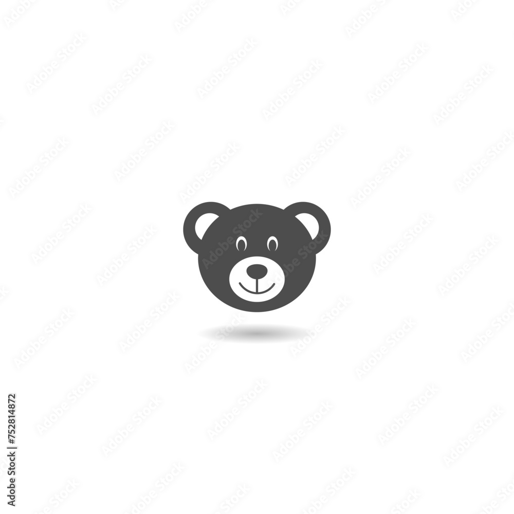 Simple head teddy bear icon with shadow Simple head teddy bear icon with shadow