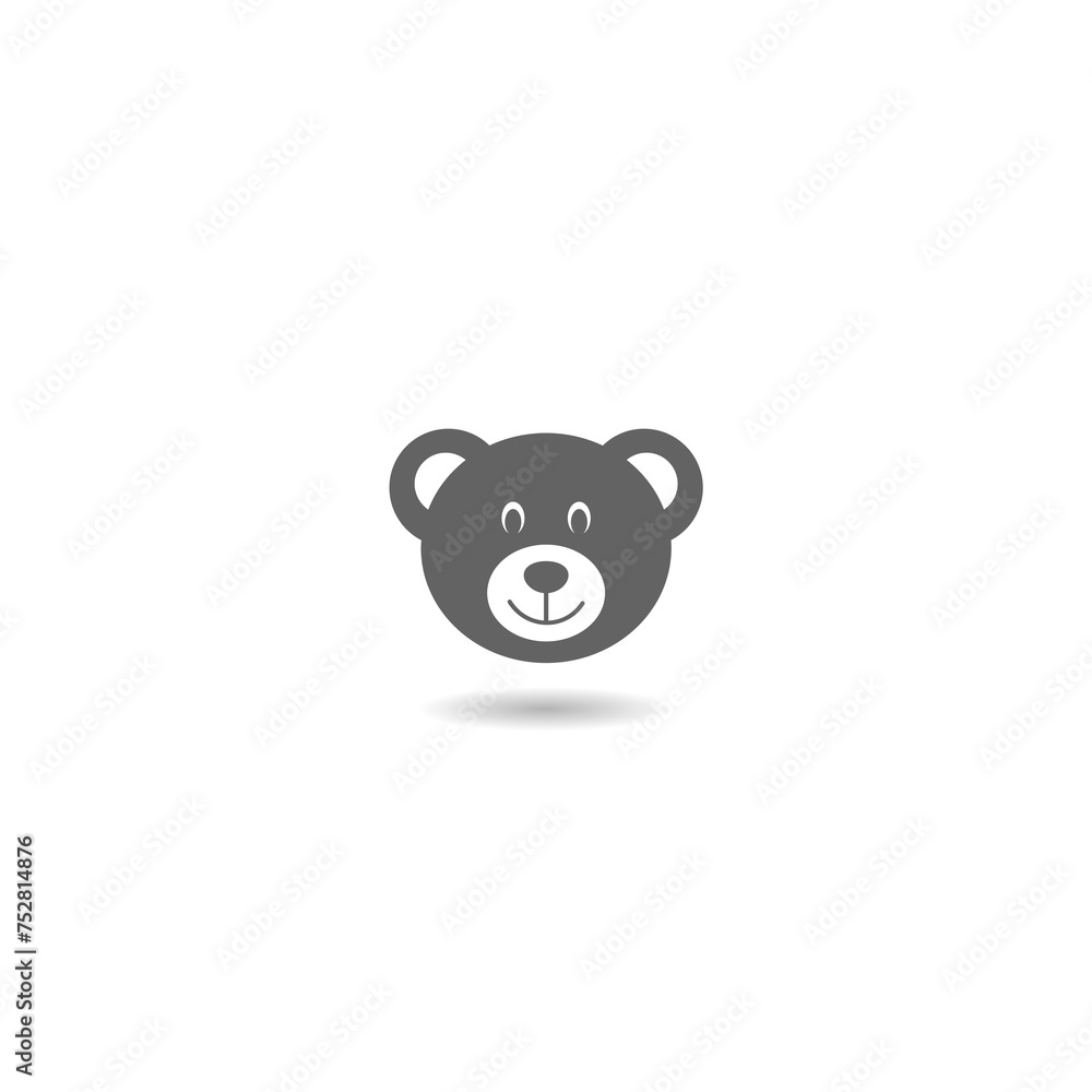 Naklejka premium Simple head teddy bear icon with shadow
