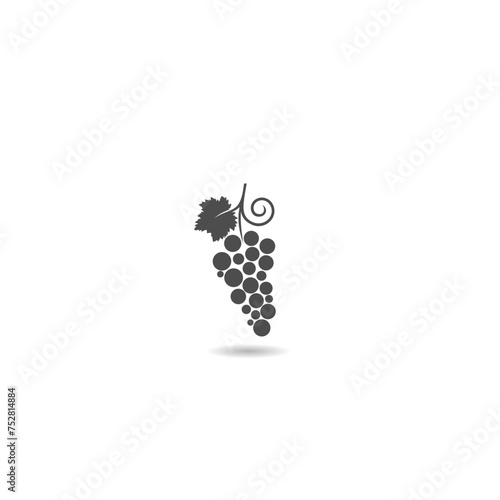 Grapes with leaf icon with shadow