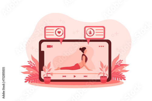 Woman doing Yoga Flat Illustration Design