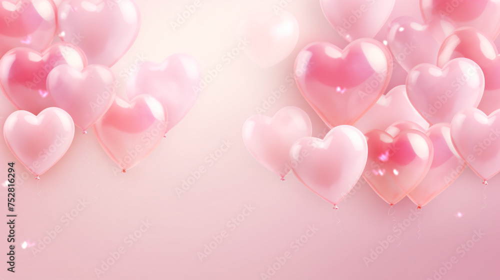 Valentines day background with pink heartshaped ballo