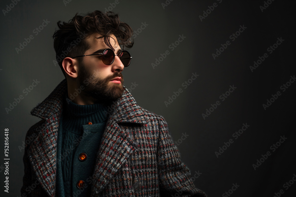 Obraz premium Stylish Modern Man Posing in Winter Attire