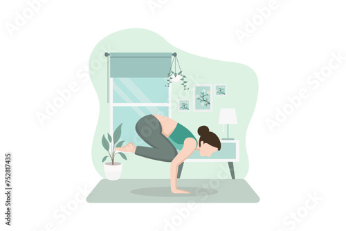 Woman doing Yoga Flat Illustration Design