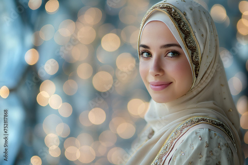 Portrait of beautiful muslim woman wearing hijab