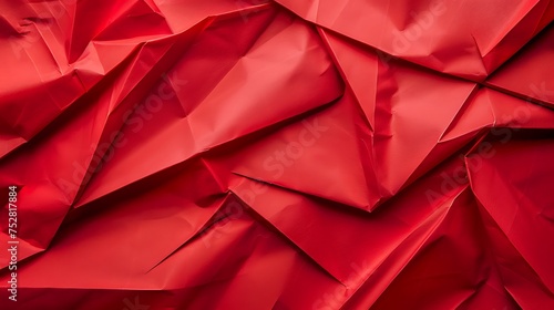 Red folded paper surface grit background