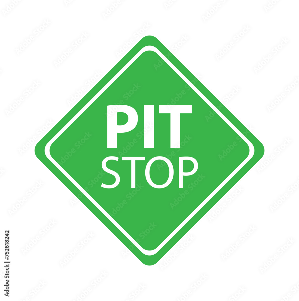 yellow diamond road sign with a black border and an image pit stop, sticker on white background. Vector Illustration yellow diamond road sign with a black border and an image pit stop, sticker on white background. Vector Illustration