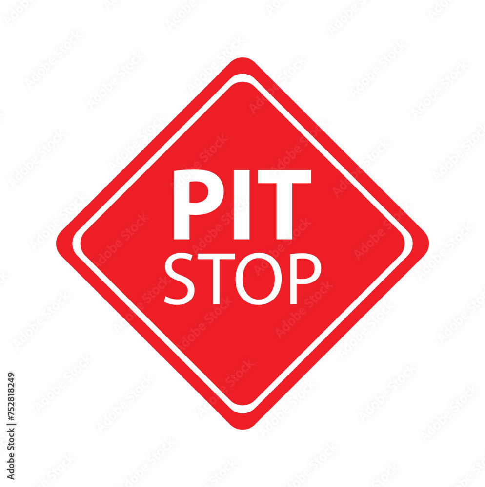 yellow diamond road sign with a black border and an image pit stop, sticker on white background. Vector Illustration yellow diamond road sign with a black border and an image pit stop, sticker on white background. Vector Illustration
