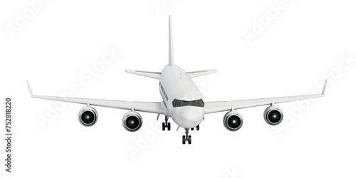 Generic modern passenger airplane isolated on transparent background. 3D illustration
