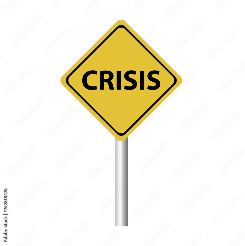 CRISIS yellow on white vector icon CRISIS yellow on white vector icon