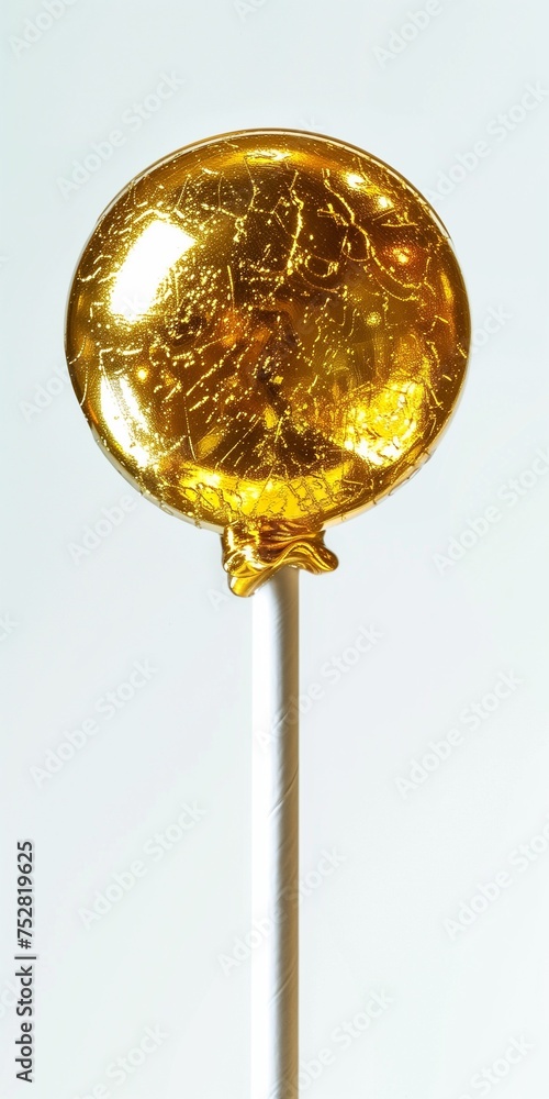 gold single lollypop isolated on a white background