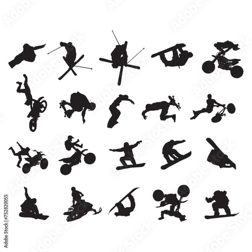 Extreme sports flat set of 20 elements