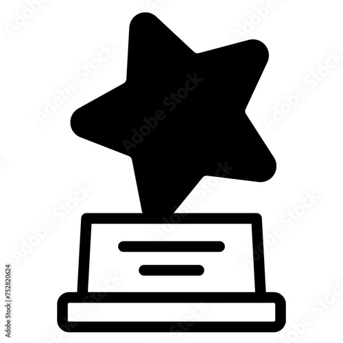 Trophy, winning cup with star icon