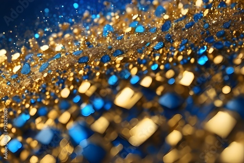 Golden and blue glitter background