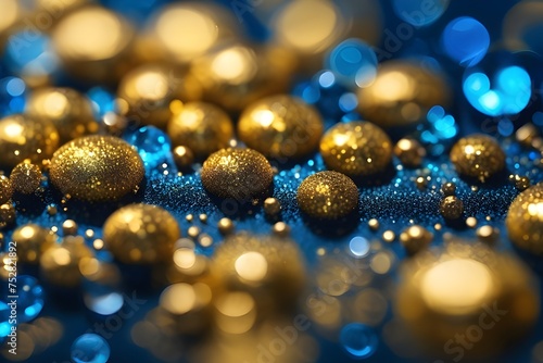 Golden and blue glitter background © MdAhsan