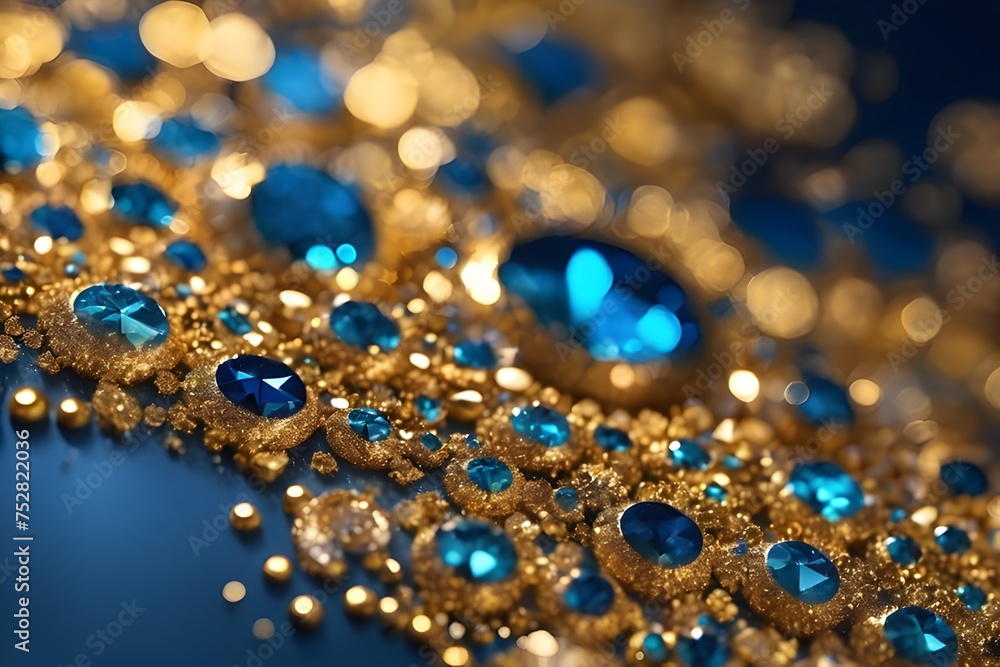 Golden and blue glitter background Golden and blue glitter background