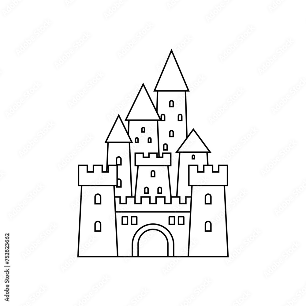 Castle icon vector. Fortress illustration sign. Stronghold symbol. tower logo.
