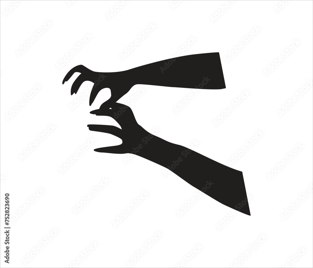 Obraz premium Vector creepy zombie hands silhouette lambs stick out of graveyard ground 