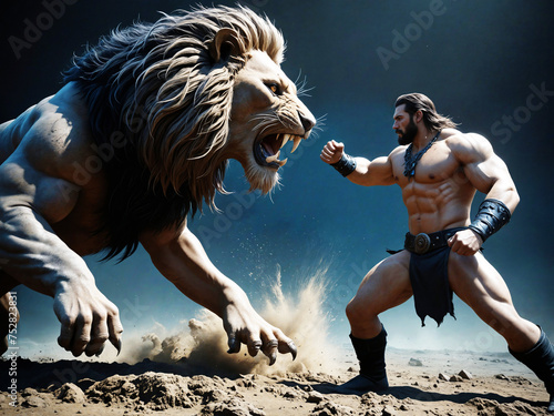 Hercules fights the lion photo