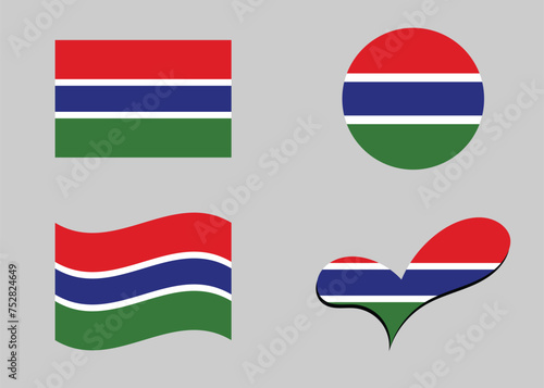 Free Download Gambia flag. Flag of Gambia in heart shape. Gambia flag in circle shape. Country flag variations. - GFXLoad