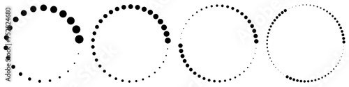 CERCLES EN POINTILLÉS. 4 Cercles avec points noirs parfaitement ronds