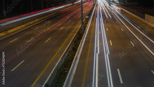 Wallpaper Mural accelerated shooting of the night highway with lights and cars Torontodigital.ca