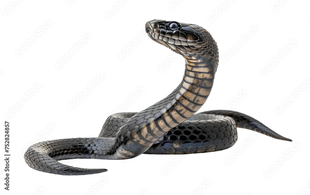 Naklejka premium Black-necked Spitting Cobra in Motion On Transparent Background.