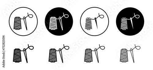 Thread needle vector icon set collection. Thread needle Outline flat Icon.